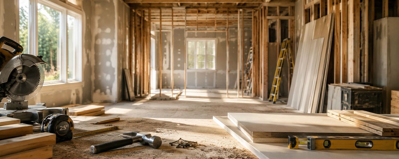 Home renovation framing in progress in southeastern Connecticut